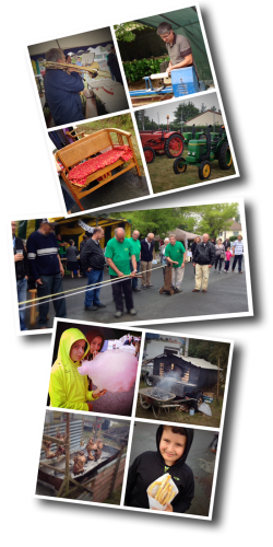 vide grenier, la Bruyère, barbe à papa, tracteur, four à pain, trombone