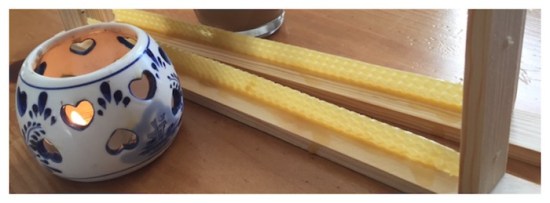 warré hive, frames, starter strips